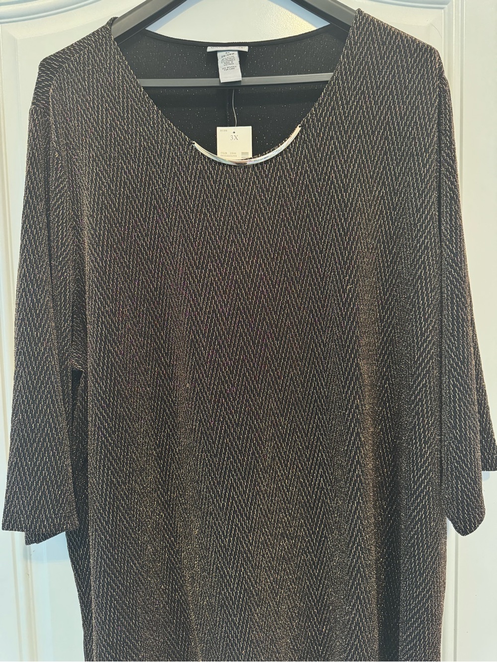 Catherines Black Dress with Silver Metallic Threading - Long Sleeve